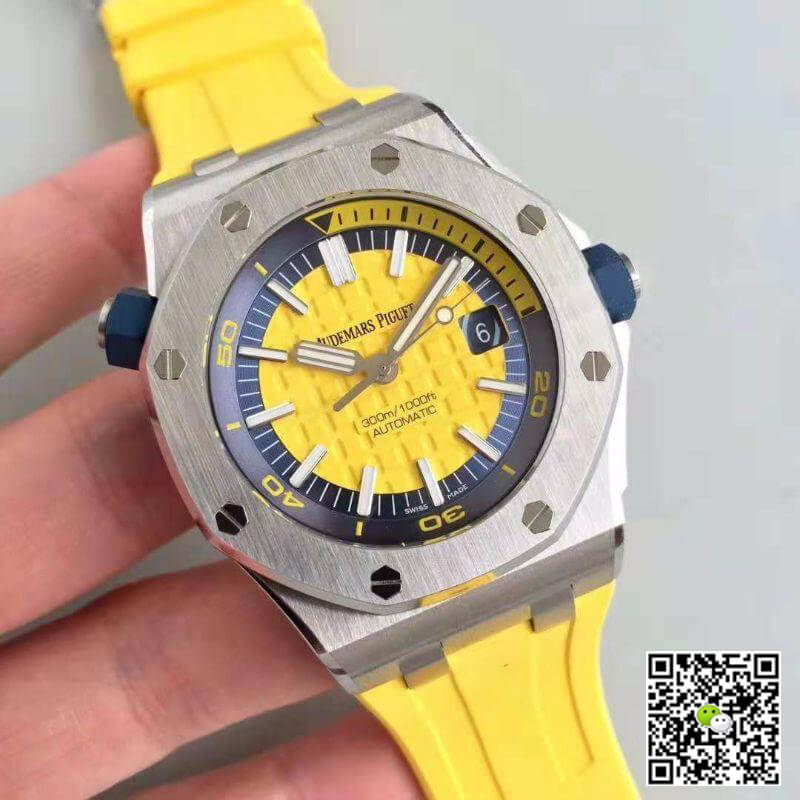 Replica Audemars P1g*et Royal Oak Offshore Diver 15710ST.OO.A051CA.01 JF Factory 1:1 Best Edition Swiss ETA3120 Yellow Textured Dial