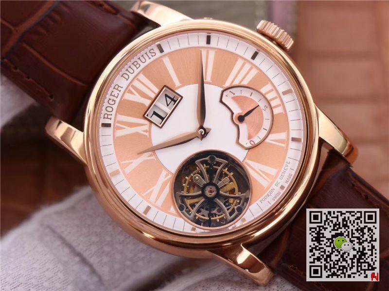 Replica Roger Dubuis Hommage RDDBHO0568 Tourbillon 1:1 Best Edition JB Factory Champagne Dial Swiss RD540