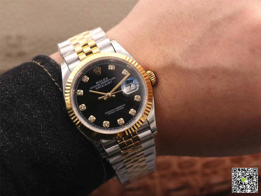 Replica R01ex Datejust M126233-0021 1:1 Best Edition EW Factory Yellow Gold Black Dial