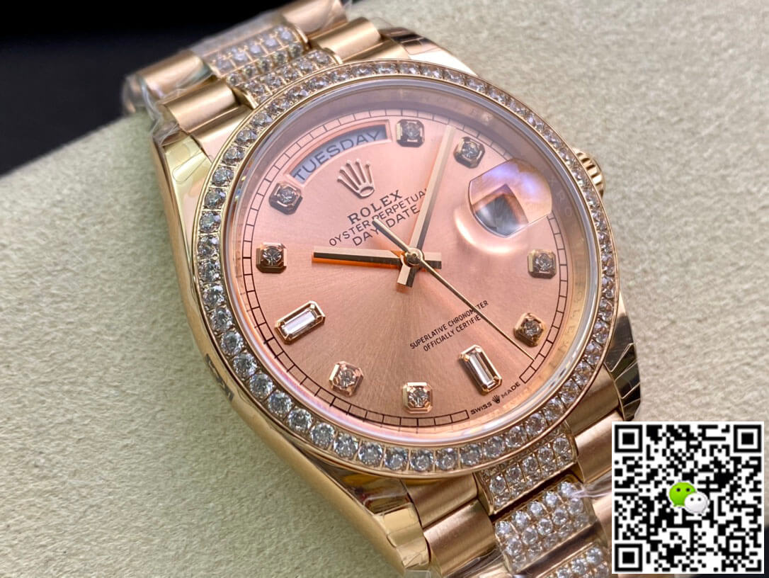 Replica R01ex Day Date M128345RBR-0020 1:1 Best Edition EW Factory Rose Gold Dial