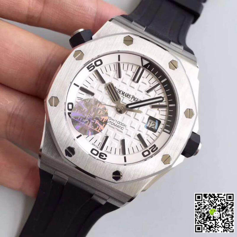 Replica Audemars P1g*et Royal Oak Offshore Diver 15710ST.OO.A002CA.02 JF Factory 1:1 Best Edition Swiss ETA3120 White Textured Dial