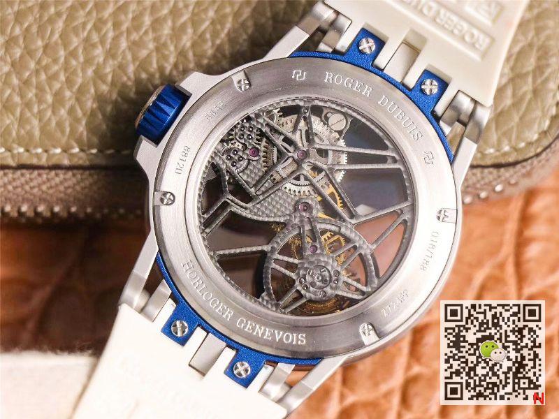 Replica Roger Dubuis Excalibur RDDBEX0622 Tourbillon JB Factory 1:1 Best Edition Blue Hollow Dial Swiss RD505SQ