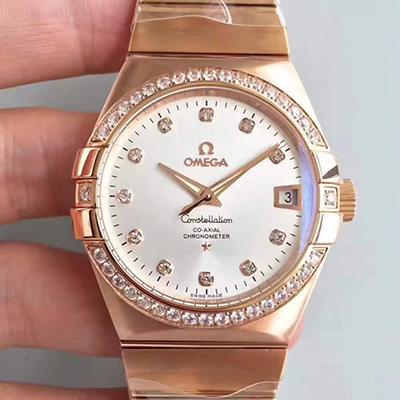 Replica 0me*ga Constellation 123.25.38.21.52.001 3S Factory 1:1 Best Edition Swiss ETA8500 18K Rose Gold Bracelet