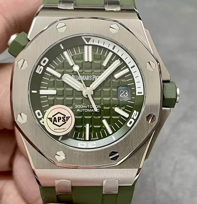 Replica Audemars P1g*et Royal Oak Offshore 15710ST.OO.A052CA.01 1:1 Best Edition APS Factory Green Dial
