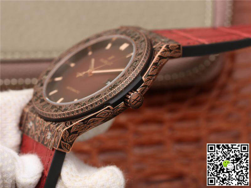 Replica Hublot Classic Fusion 511.OX.6670.LR.OPX17 JJ Factory 1:1 Best Edition Swiss ETA2892 Dark Red Gummy Strap
