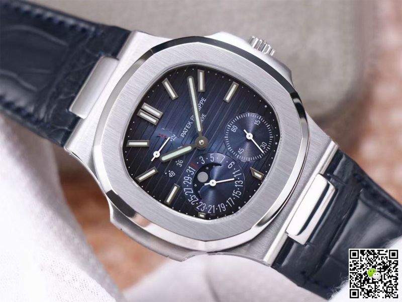 Replica Pat*k Phi1i*pe Nautilus 5712/1A-001 1:1 Best Edition PF Factory Blue Dial Leather Strap Swiss Movement