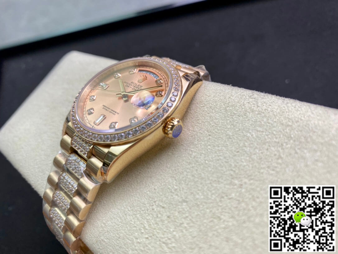 Replica R01ex Day Date M128345RBR-0020 1:1 Best Edition EW Factory Rose Gold Dial