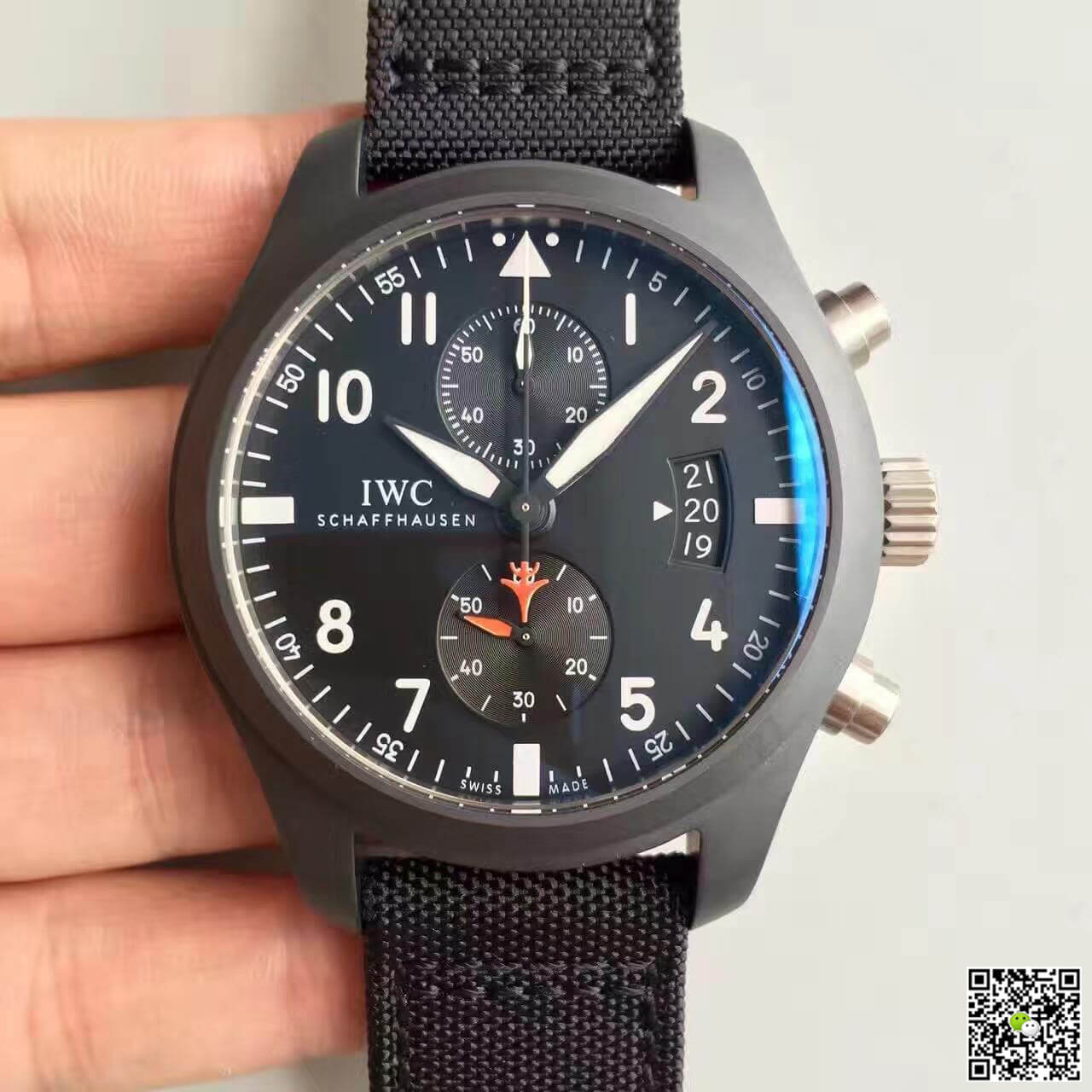 Replica IWC Pilot Chronograph IW388001 ZF Factory 1:1 Best Edition Swiss ETA7750 Black Dial
