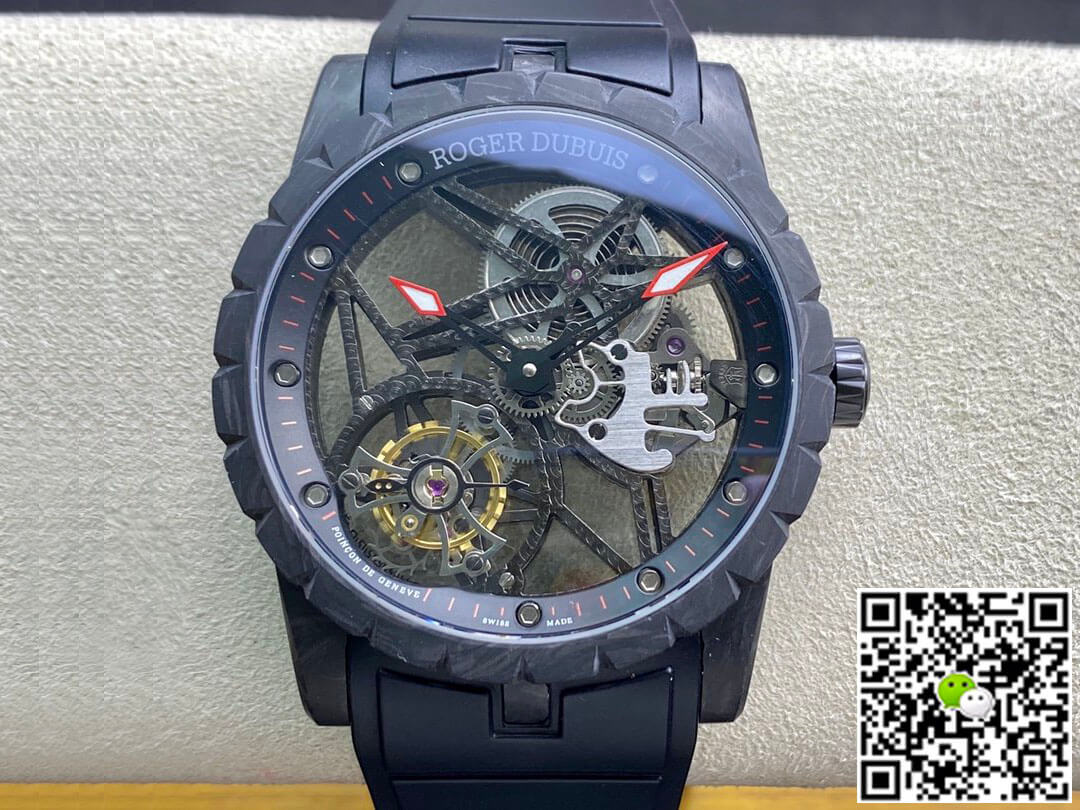 Replica Roger Dubuis Excalibur DBEX0577 1:1 Best Edition BBR Factory Tourbillon Skeleton Dial