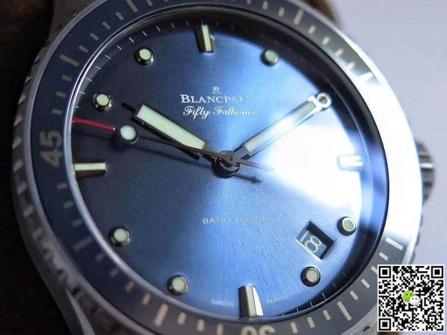 Replica Blancpain Fifty Fathoms Bathyscaphe 5000-0240-O52A ZF Factory Men Watches 1:1 Best Edition Swiss ETA1315 Blue Sunburst Dial