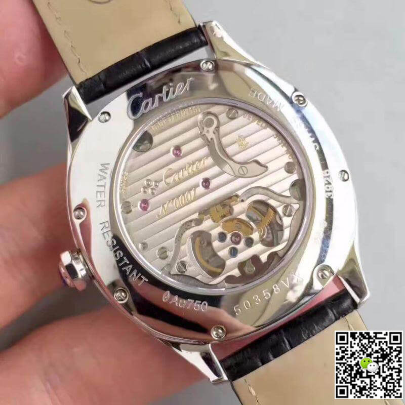 Replica Drive De Ca*t1er W4100013 Men Watches 1:1 Best Edition Swiss Tourbillon Black Leather Strap