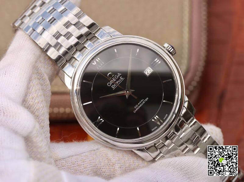 Replica 0me*ga De Ville Prestige 424.10.37.20.01.001 MKS Factory Men Watches 1:1 Best Edition Swiss ETA9015 Black Dial Silver Marker