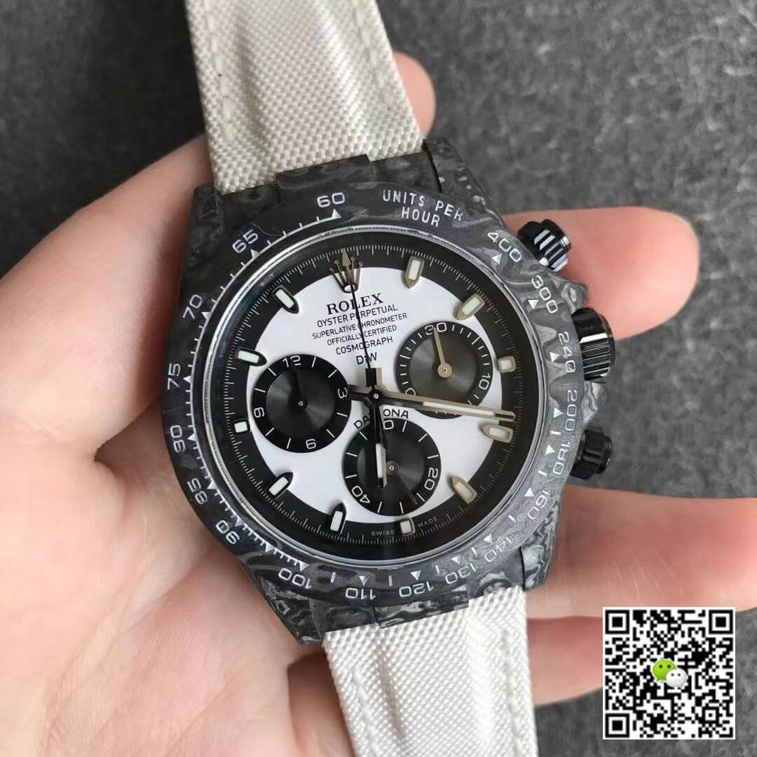 Replica R01ex Daytona Cosmograph Carbon Fiber Diw Customized Version 1:1 Best Edition Noob Factory White Dial