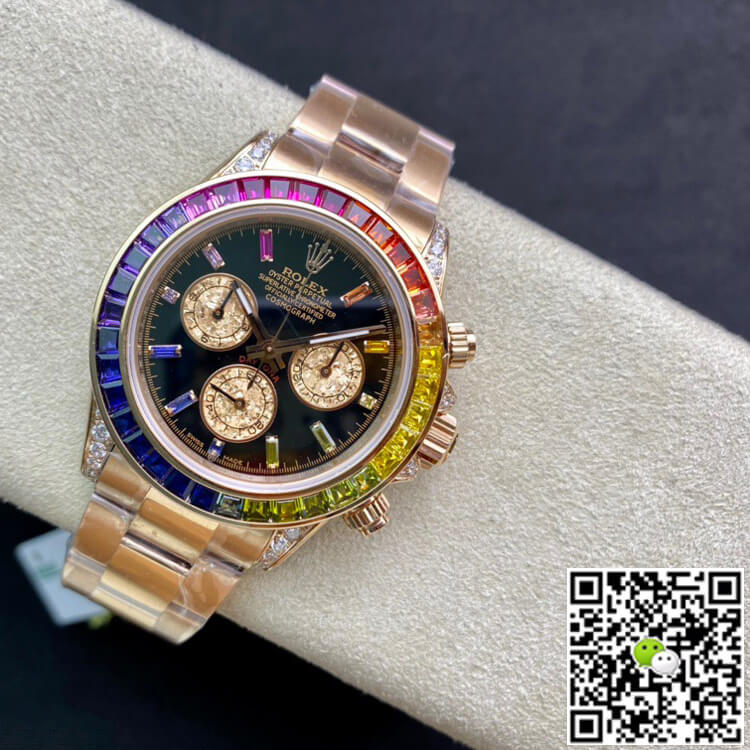 Replica R01ex Daytona 116595 RBOW 1:1 Best Edition TW Factory Rose Gold Black Dial