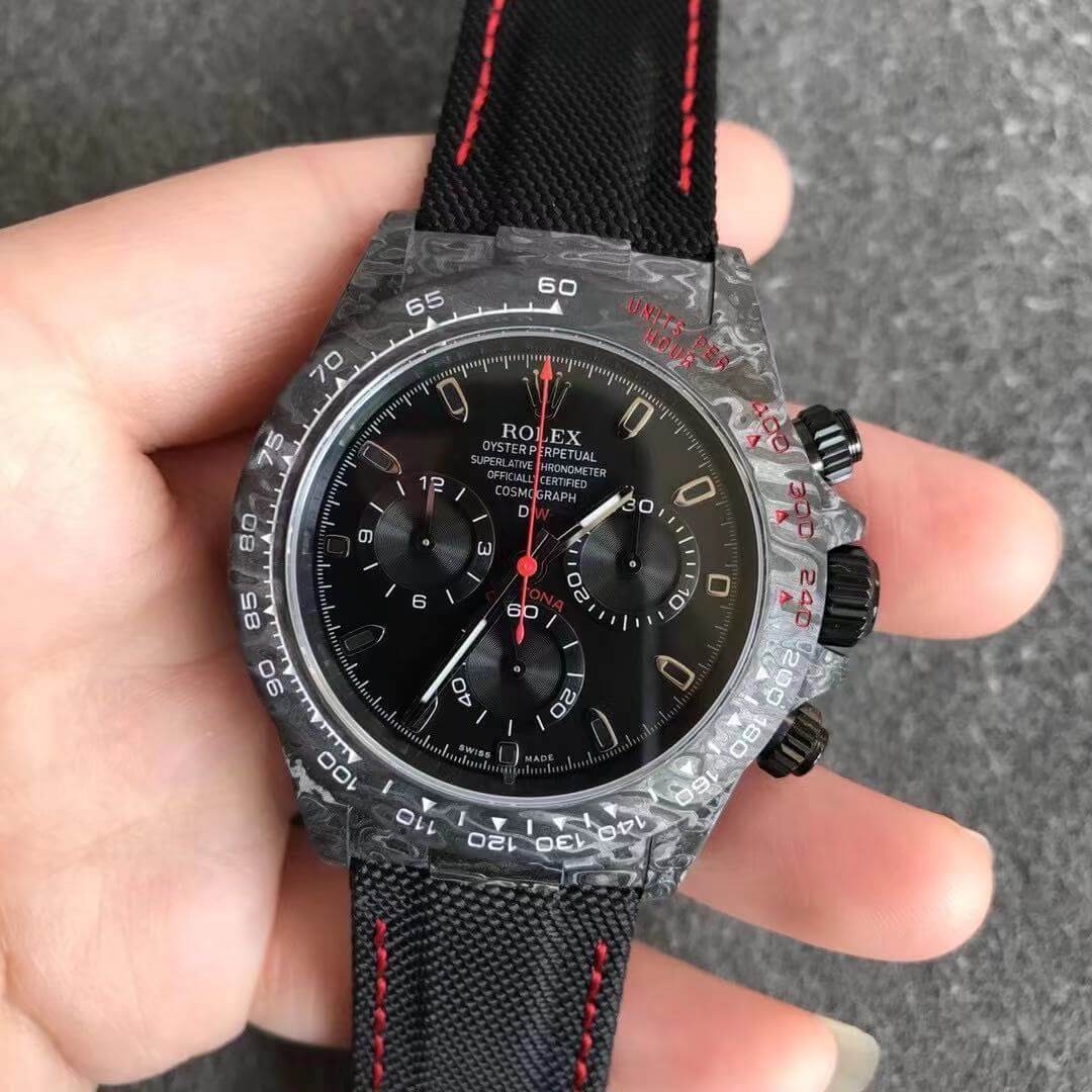 Replica R01ex Daytona Cosmograph Carbon Fiber Diw Customized Version 1:1 Best Edition Noob Factory Black Dial