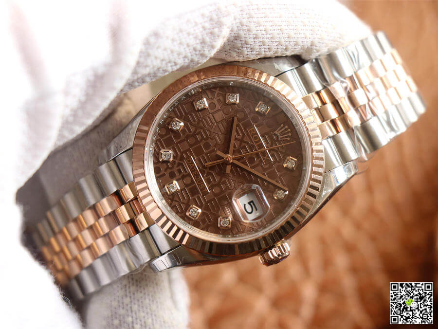 Replica R01ex Datejust M126231-0025 1:1 Best Edition EW Factory Rose Gold Chocolate Color Dial