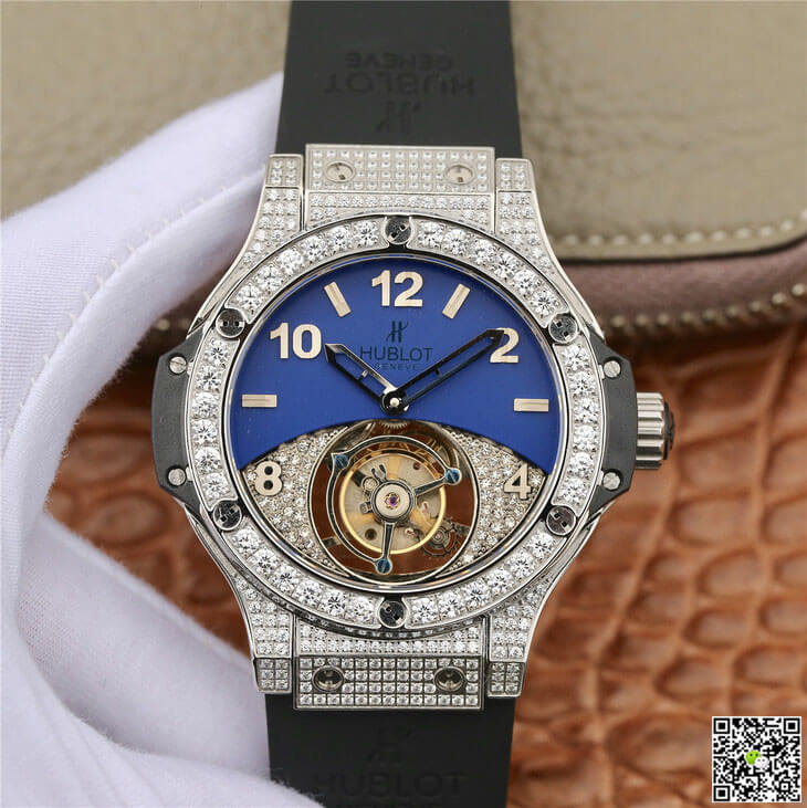 Replica Hublot Big Bang Tourbillon 1:1 Best Edition D1am0nd Blue Dial