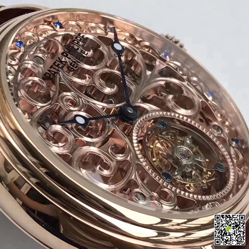 Pat*k Phi1i*pe Replica Tourbillon Sapphire 1:1 Best Edition Rose Gold Swiss Tourbillon