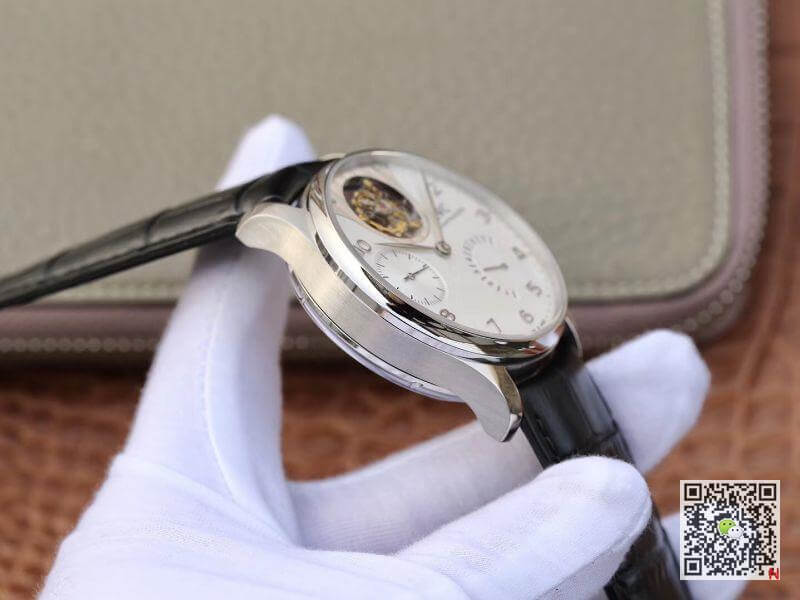 IWC Replica Portuguese IW504202 Real Tourbillon 1:1 Best Edition White Dial On Black Leather Strap Swiss ETA Tourbillon