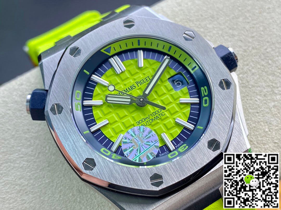 Replica Audemars P1g*et Royal Oak Offshore Diver 15710ST.OO.A038CA.01 JF Factory 1:1 Best Edition Swiss ETA3120 Green Textured Dial
