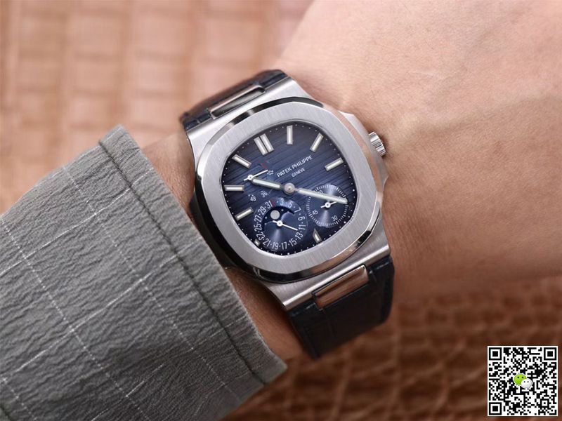 Replica Pat*k Phi1i*pe Nautilus 5712/1A-001 1:1 Best Edition PF Factory Blue Dial Leather Strap Swiss Movement