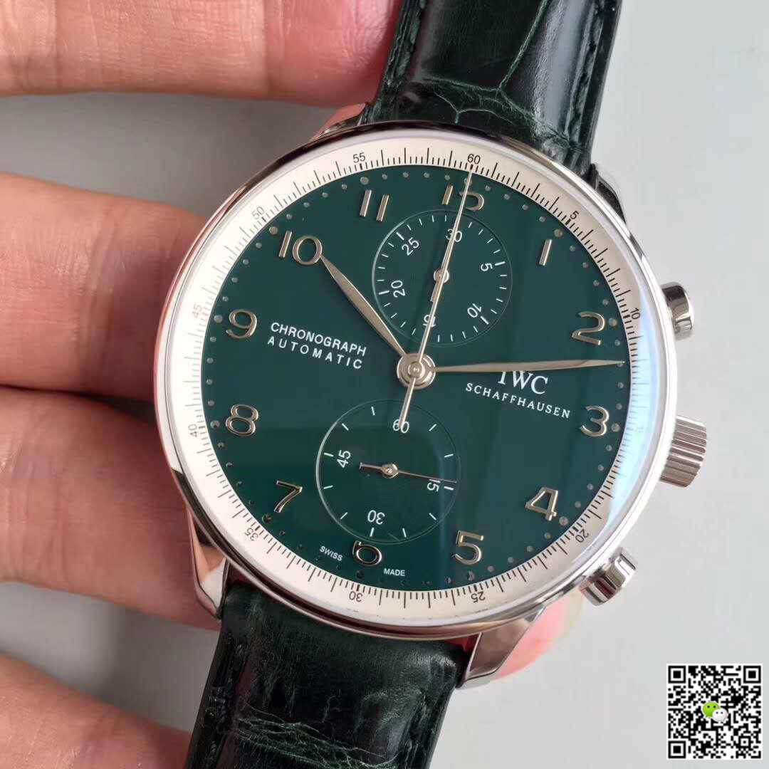 IWC Replica Portuguese YL Factory 1:1 Best Edition Swiss ETA69355 Green Dial With Silver Markers
