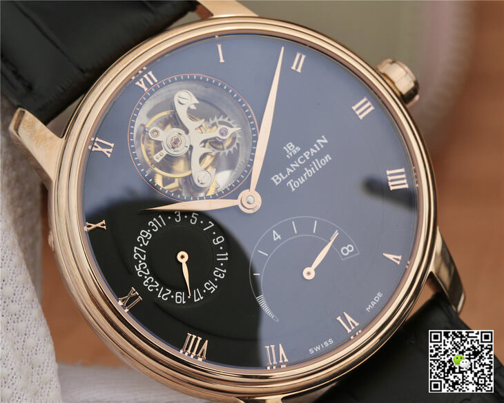 Replica Blancpain Villeret 6025-3642-55B 1:1 Best Edition JB Factory Gold Case Black Dial