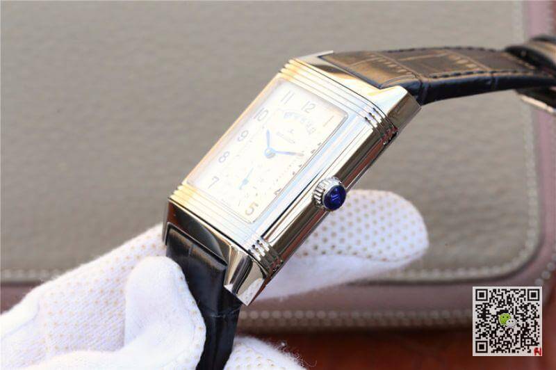 Jaeger Lecoultre Replica Grande Reverso Duo 3742421 Mechanical Watches 1:1 Best Edition Swiss ETA986 Silver Dial Black Leather Strap