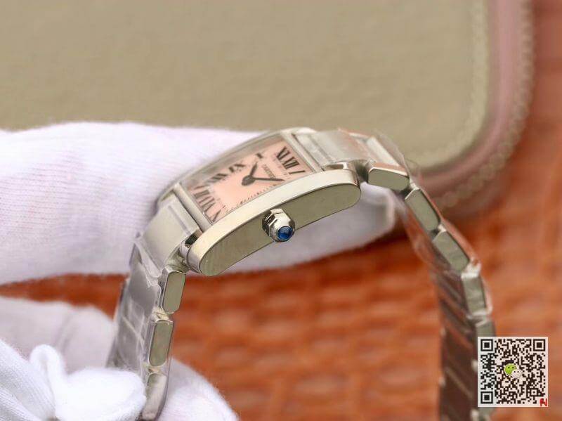 Ca*t1er Replica Tank Francaise W51028Q3 Pink MOP Dial Steel Ladies Watch 1:1 Best Edition Swiss Quartz