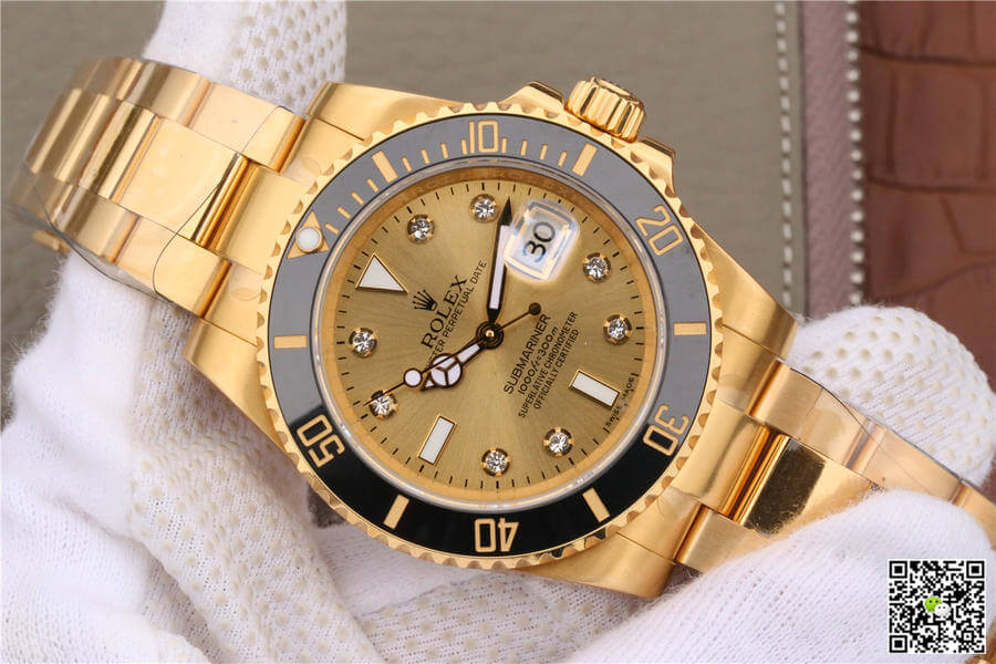 R01ex Submariner Replica 116618 1:1 Best Edition Noob Factory V7 Gild D1am0nd-Studded Dial