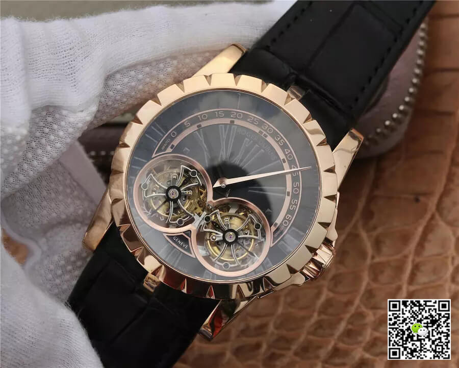 Replica Roger Dubuis Excalibur RDDBEX0280 1:1 Best Edition JB Factory Tourbillon Black Dial