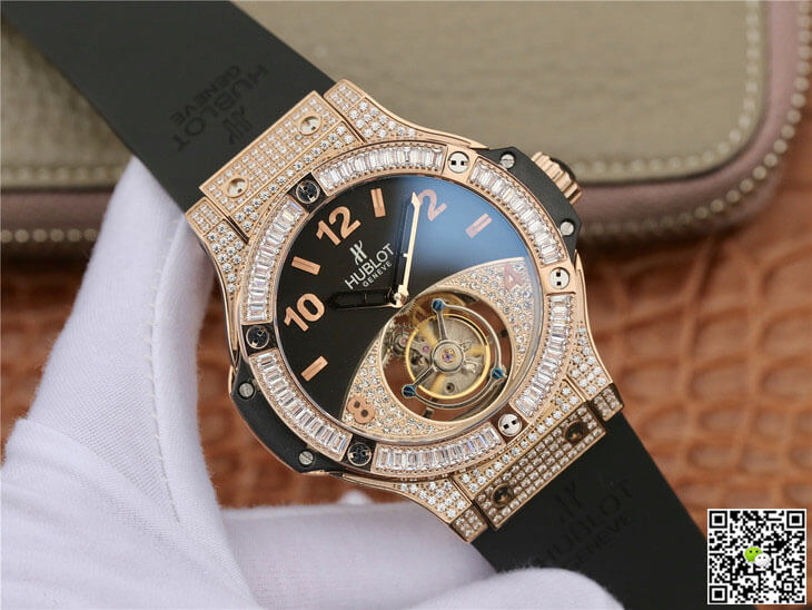 Replica Hublot Big Bang Tourbillon 1:1 Best Edition Rose Gold Black Dial