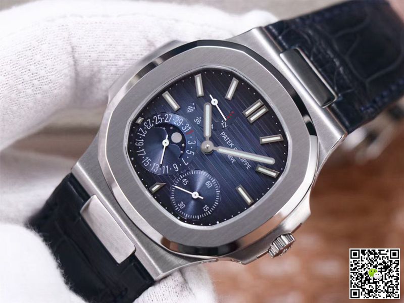 Replica Pat*k Phi1i*pe Nautilus 5712/1A-001 1:1 Best Edition PF Factory Blue Dial Leather Strap Swiss Movement