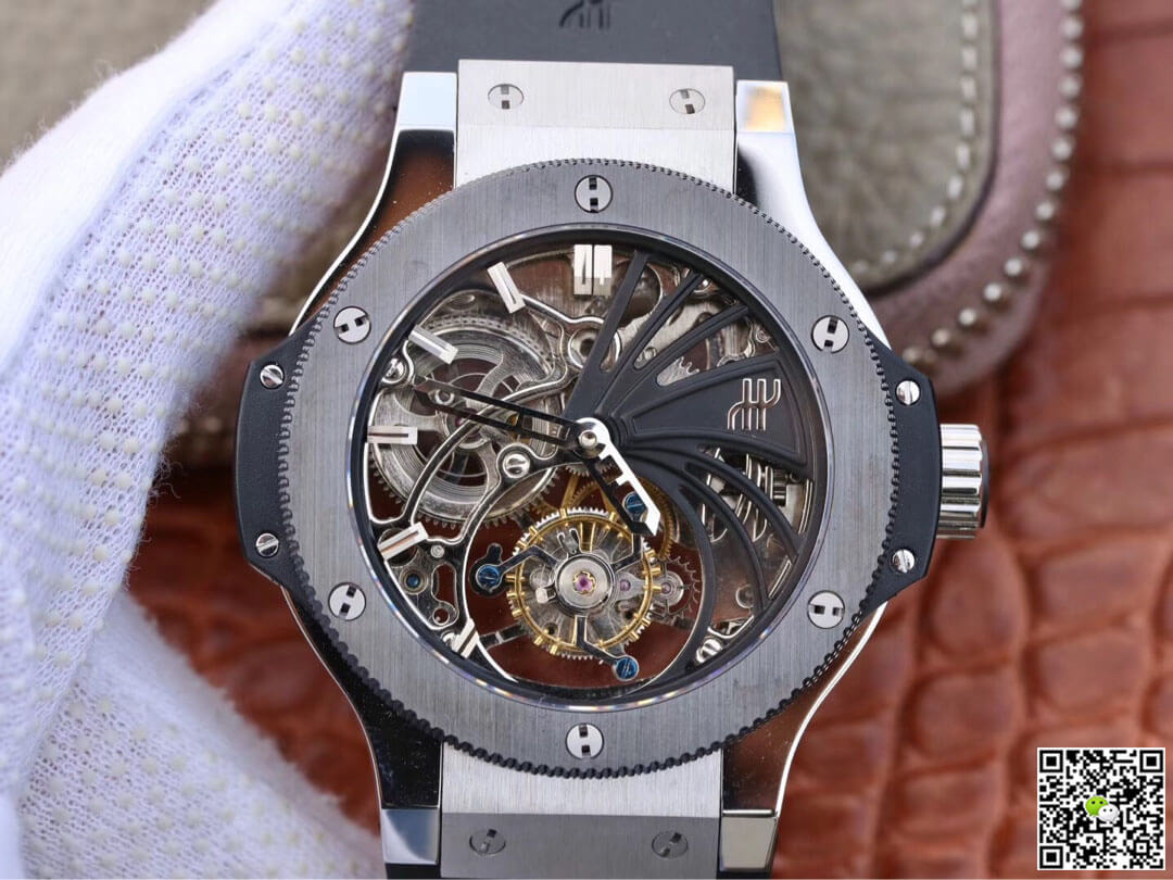 Replica Hublot Big Bang Hollow Tourbillon 1:1 Best Edition Ceramic Bezel Skeleton Dial