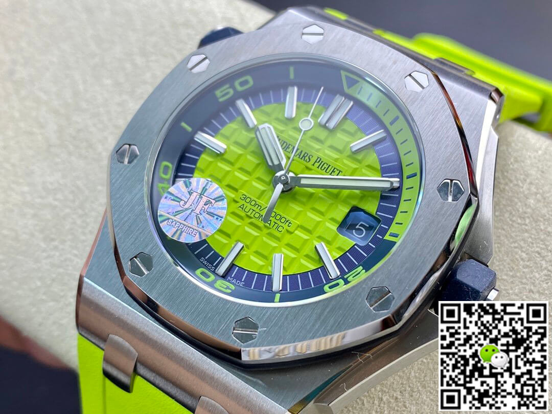 Replica Audemars P1g*et Royal Oak Offshore Diver 15710ST.OO.A038CA.01 JF Factory 1:1 Best Edition Swiss ETA3120 Green Textured Dial