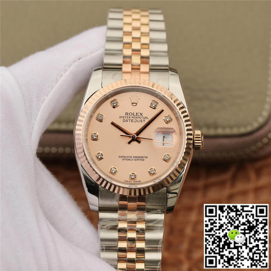 Replica R01ex Datejust 116231 36MM 1:1 Best Edition GM Factory D1am0nd-set Pink Dial