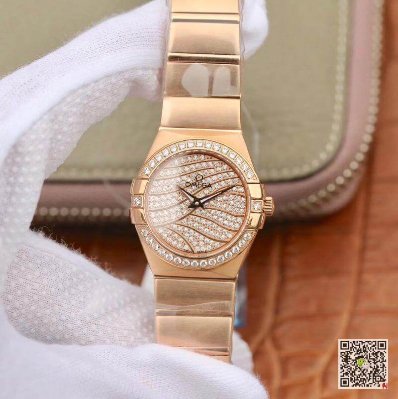Replica 0me*ga Constellation 27mm Quartz Ladies 18K Rosegold TW Factory 1:1 Best Edition Swiss Eta Quartz 1376