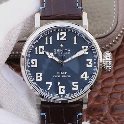 Replica Zenith Pilot Type 20 Extra Special XF Factory 1:1 Best Edition Swiss ETA2824 S*perlumed blue dial and hands