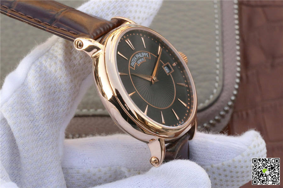 Replica Pat*k Phi1i*pe Calatrava 1:1 Best Edition ZF Factory Rose Gold Leather Strap