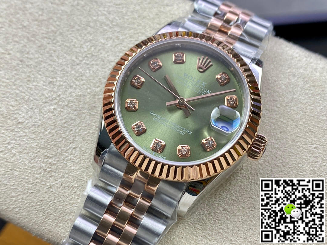Replica R01ex Datejust 31MM 1:1 Best Edition EW Factory Rose Gold Green Dial