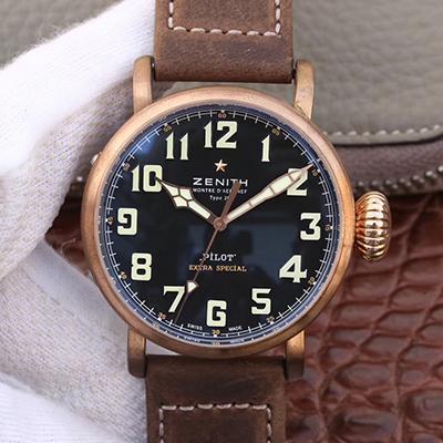 Replica Zenith Pilot Type 20 Extra XF Factory Mechanical Watches 1:1 Best Edition Swiss ETA2824-2 Black Dial
