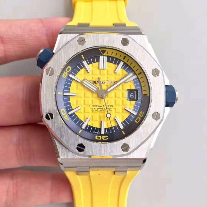 Replica Audemars P1g*et Royal Oak Offshore Diver 15710ST.OO.A051CA.01 JF Factory 1:1 Best Edition Swiss ETA3120 Yellow Textured Dial