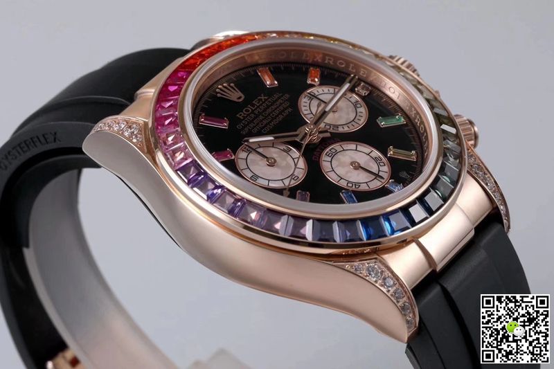 Replica R01ex Daytona 116595RBOW 1:1 Best Edition BL Factory Rose Gold Swiss ETA4130