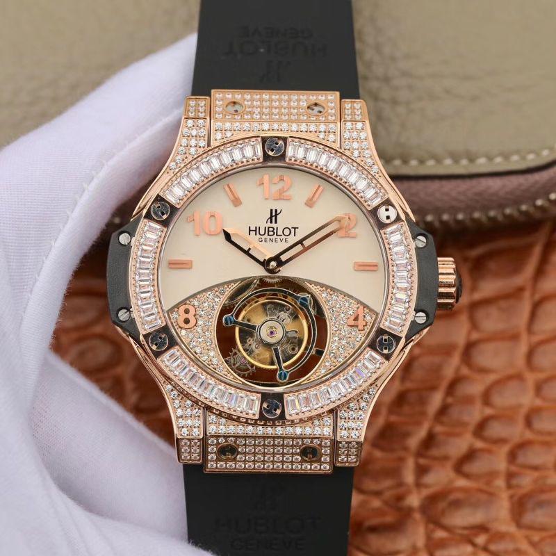 Replica Hublot Classic Fusion 45mm Tourbillon 1:1 Best Edition With D1am0nd Rosegold White Dial Swiss Toubillon