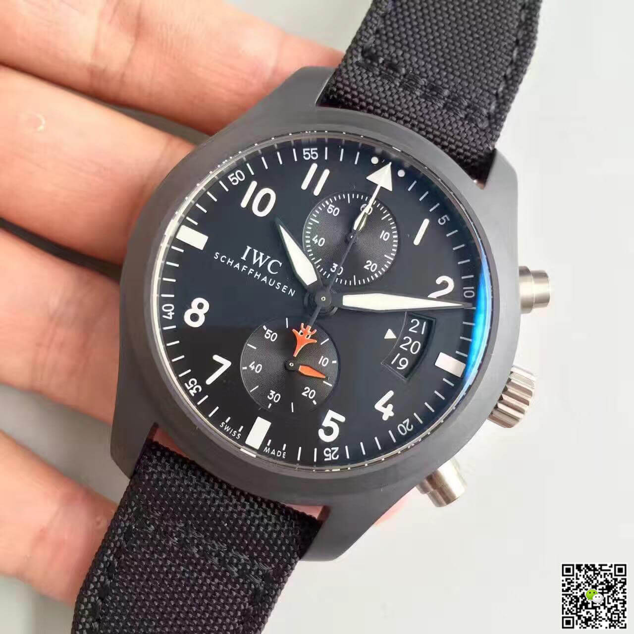 Replica IWC Pilot Chronograph IW388001 ZF Factory 1:1 Best Edition Swiss ETA7750 Black Dial