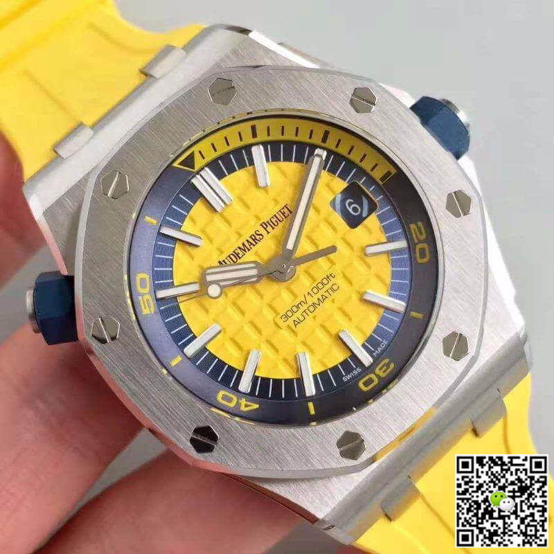 Replica Audemars P1g*et Royal Oak Offshore Diver 15710ST.OO.A051CA.01 JF Factory 1:1 Best Edition Swiss ETA3120 Yellow Textured Dial