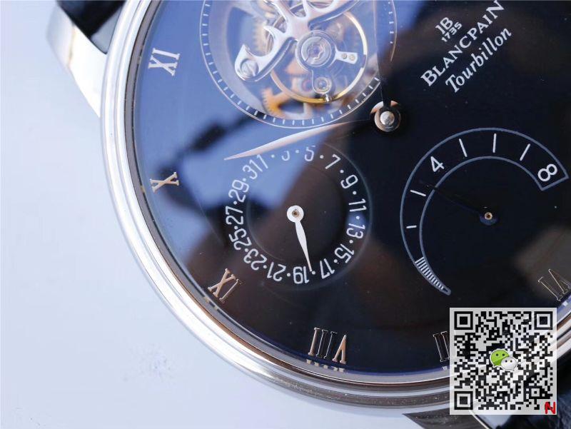 Replica Blancpain Villeret 6025-1542-55 True Tourbillon 1:1 Best Edition JB Factory Black Dial Swiss Cal.25