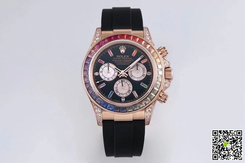 Replica R01ex Daytona 116595RBOW 1:1 Best Edition BL Factory Rose Gold Swiss ETA4130