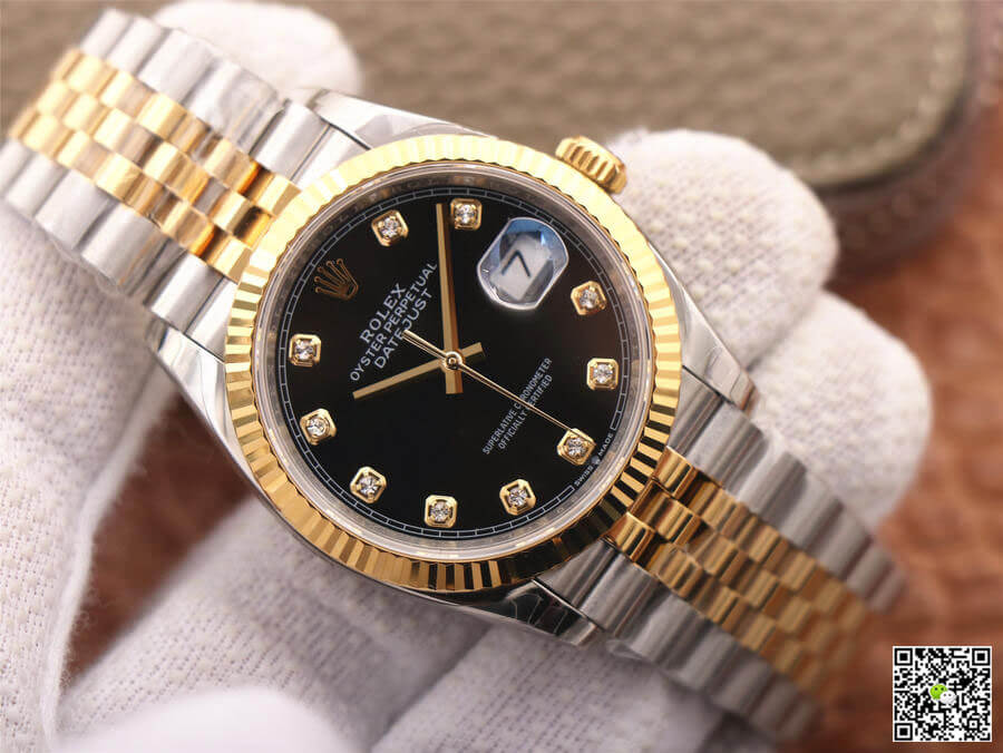 Replica R01ex Datejust M126233-0021 1:1 Best Edition EW Factory Yellow Gold Black Dial