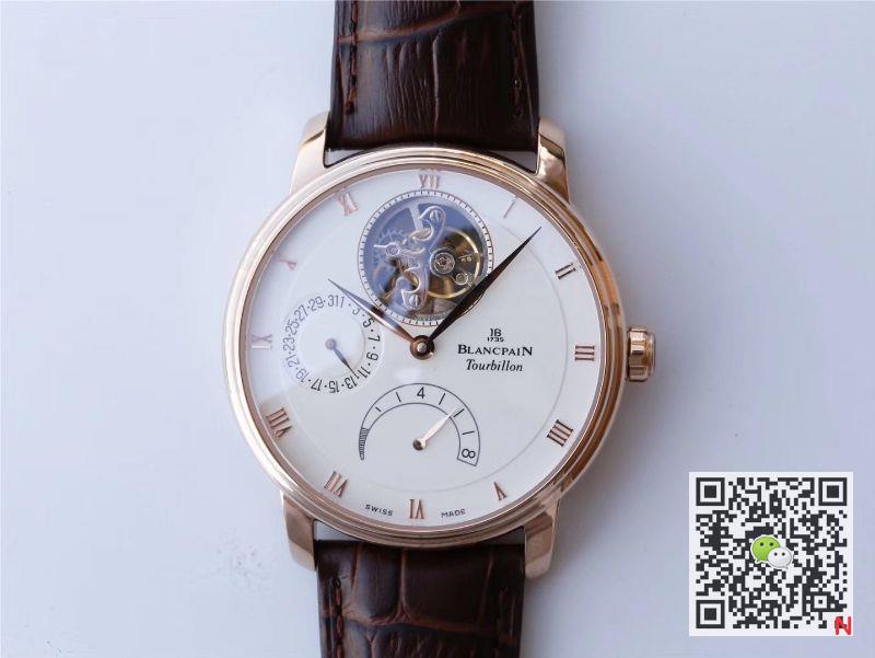 Replica Blancpain Villeret 6025-1542-55 Real Tourbillon 1:1 Best Edition JB Factory Rose Gold Case Swiss Cal.25